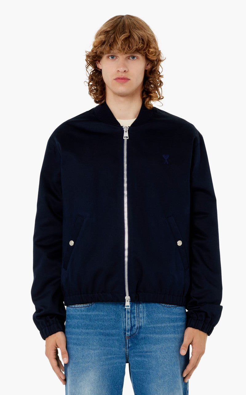 AMI Paris Zipped Bomber Jacket Nautic Blue