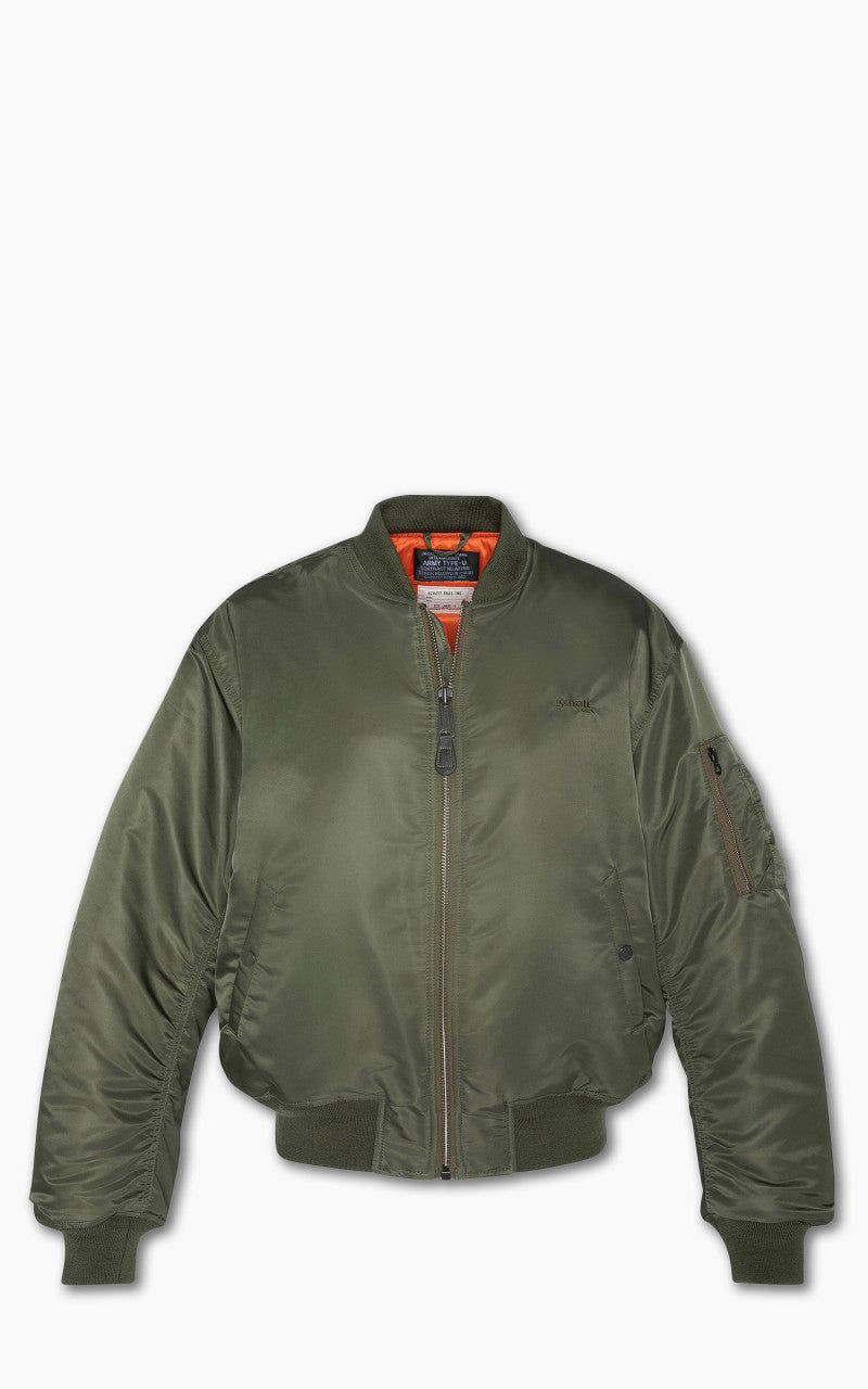 Schott NYC Airforce 90s Fit MA-1 Bomber Jacket Army Khaki