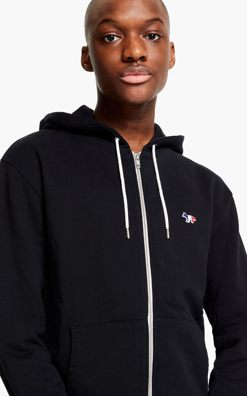 Maison Kitsuné Tricolor Fox Patch Zip Hoodie Black