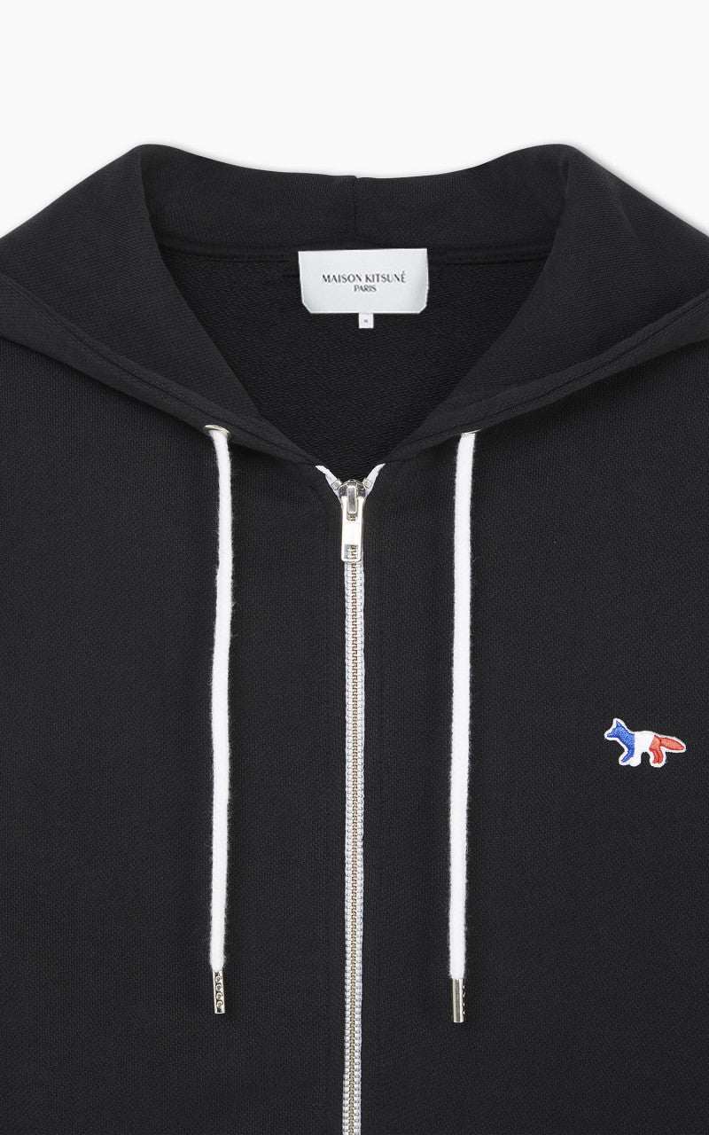 Maison Kitsuné Tricolor Fox Patch Zip Hoodie Black