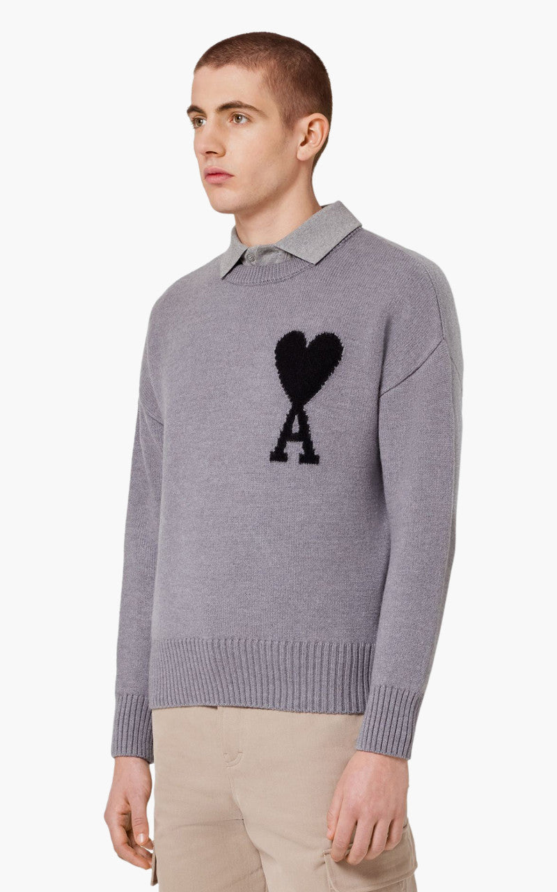 AMI Paris ADC Crewneck Sweater Knit Wool Grey/Black
