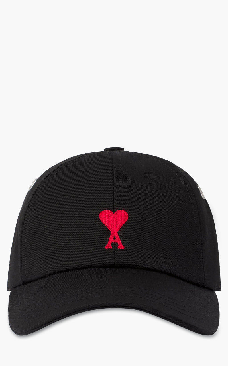 AMI Paris Red ADC Embroidery Cap Black