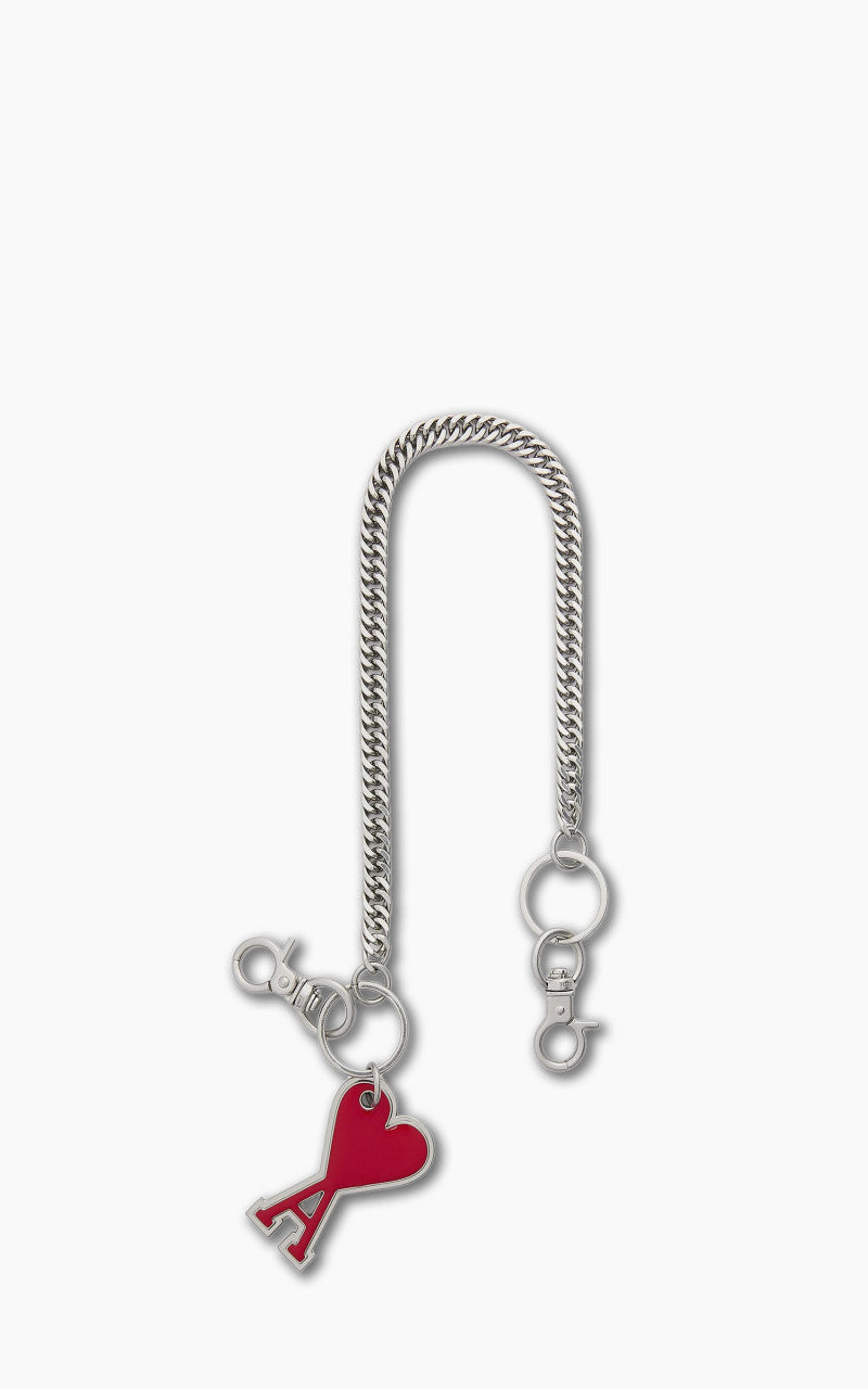 AMI Paris Ami De Coeur Chain Keyring Scarlet Red