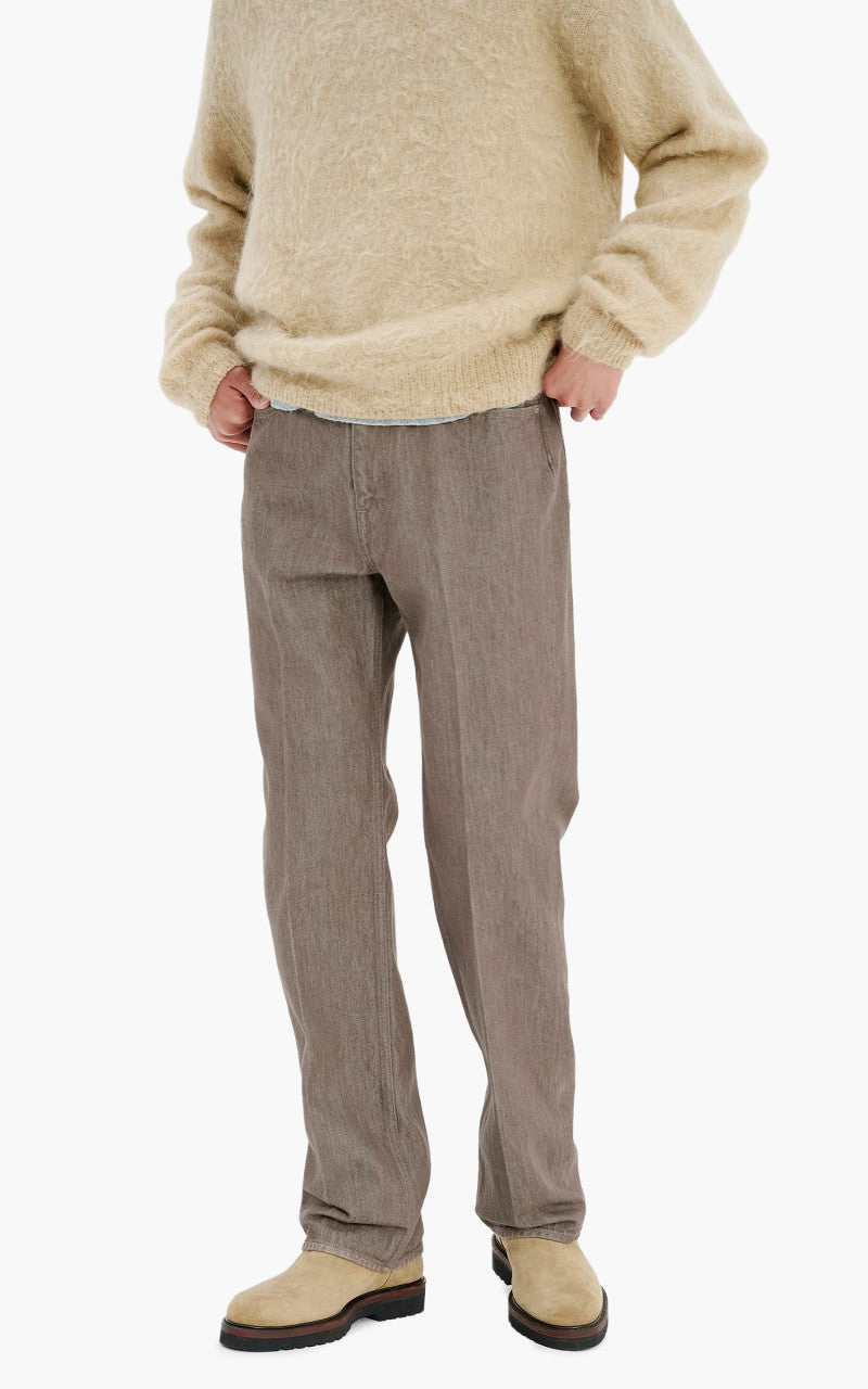 Auralee Hard Twist Denim 5P Pants Faded Mocha Brown