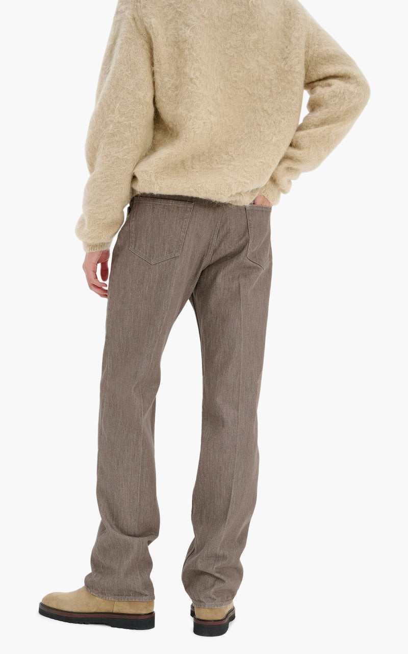 Auralee Hard Twist Denim 5P Pants Faded Mocha Brown