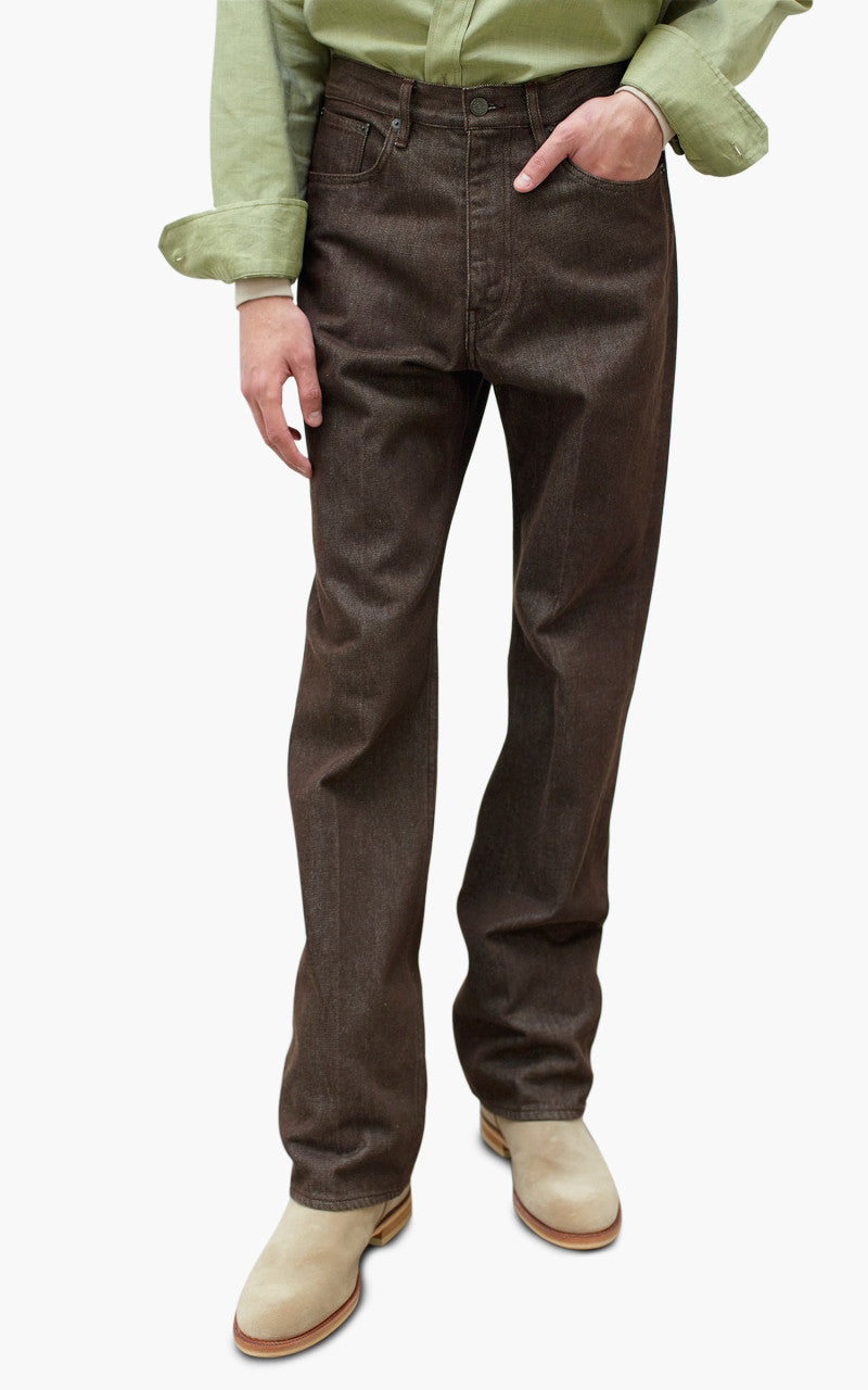 Auralee Hard Twist Denim 5P Pants Brown