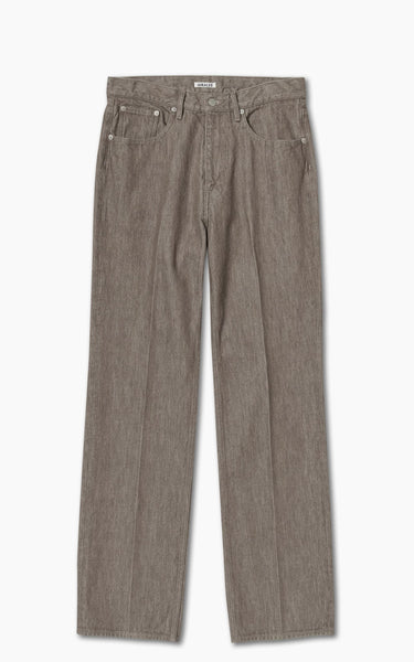 Auralee Hard Twist Denim 5P Pants Faded Mocha Brown