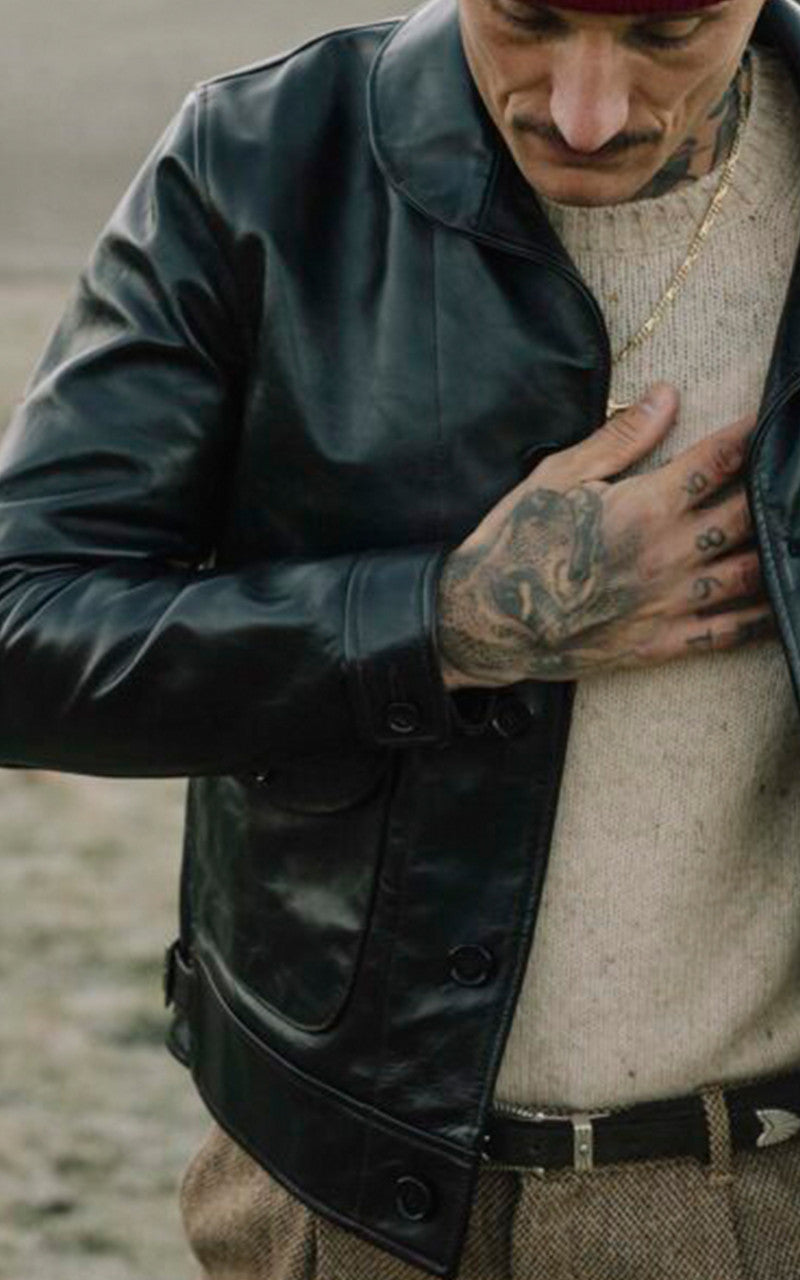 Shangri-La Heritage Cossack Horsehide Leather Jacket Black