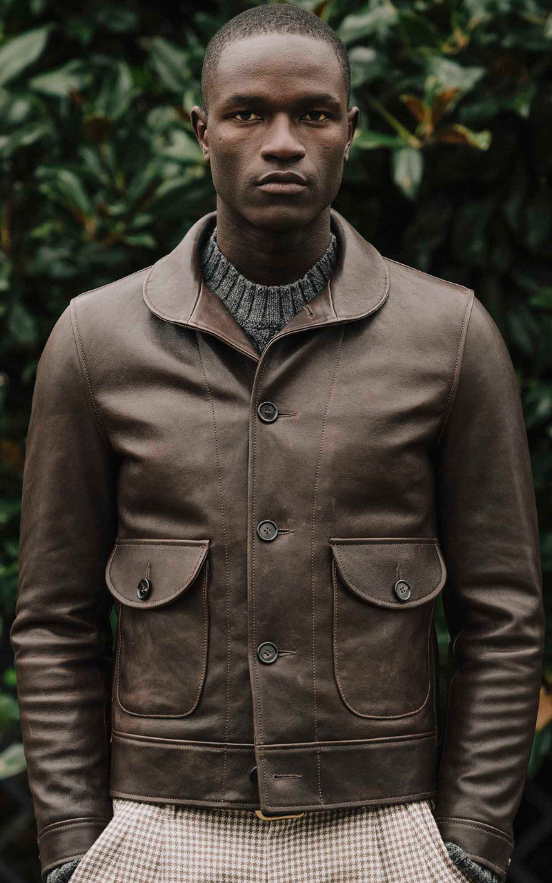 Shangri-La Heritage Cossack Lambskin Leather Jacket Testa di Moro