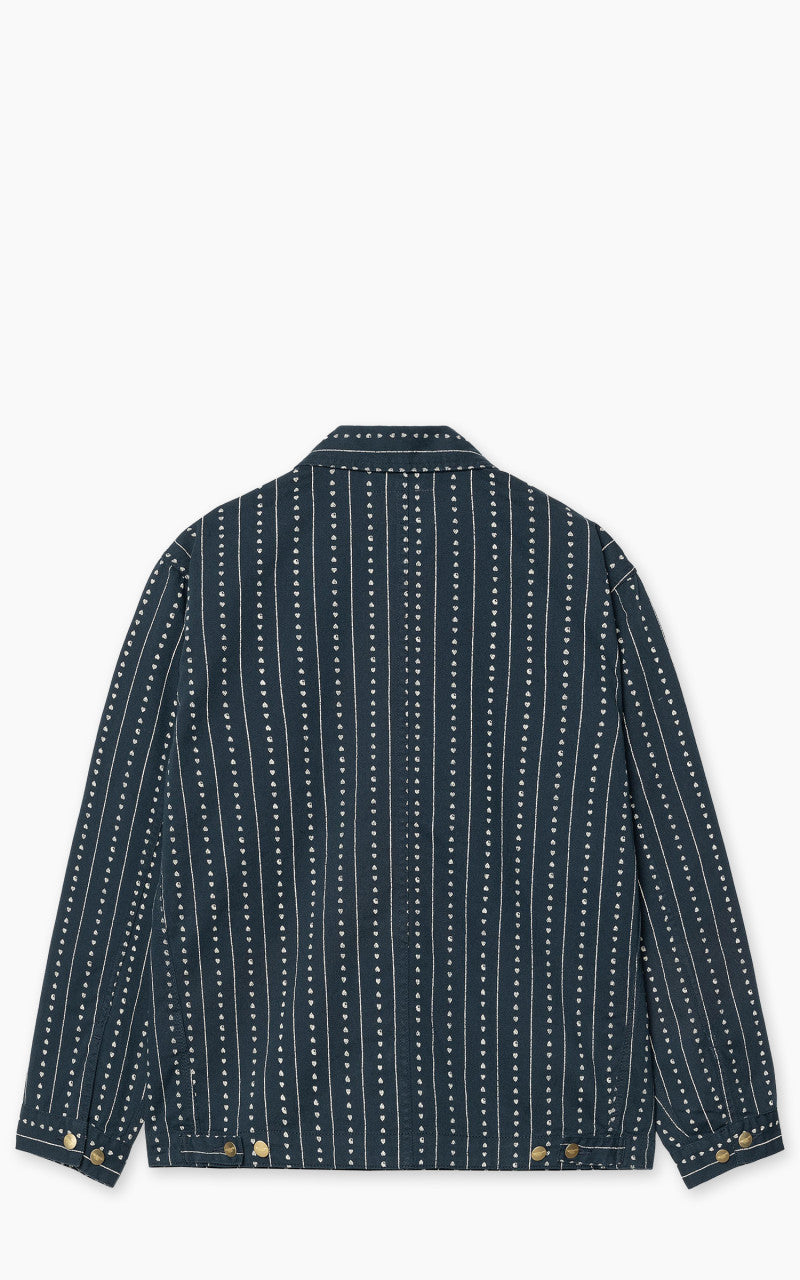 Carhartt WIP Drewe Chore Coat Heart C Pinstripe Rinsed Ink/Natural
