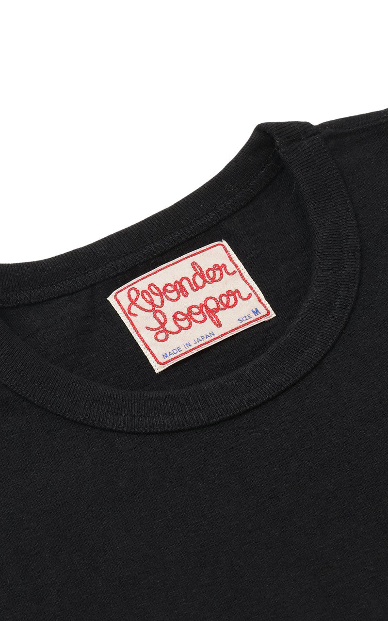 Wonder Looper ELS Recycled Cotton Slub Crewneck T-Shirt Schwarz