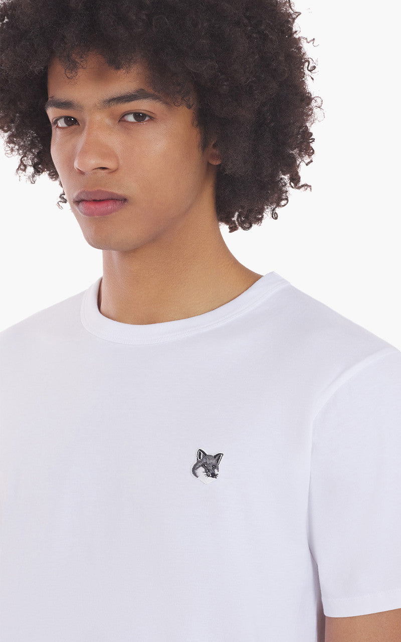 Maison Kitsuné Grey Fox Head Patch Classic T-Shirt White