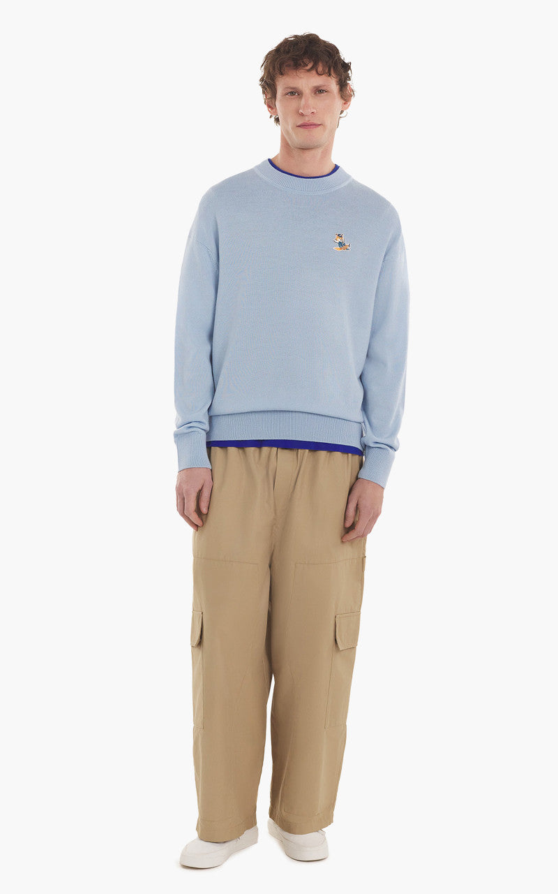 Maison Kitsuné Dressed Fox Patch Relaxed Jumper Pale Blue
