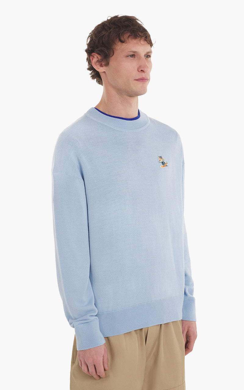 Maison Kitsuné Dressed Fox Patch Relaxed Jumper Pale Blue