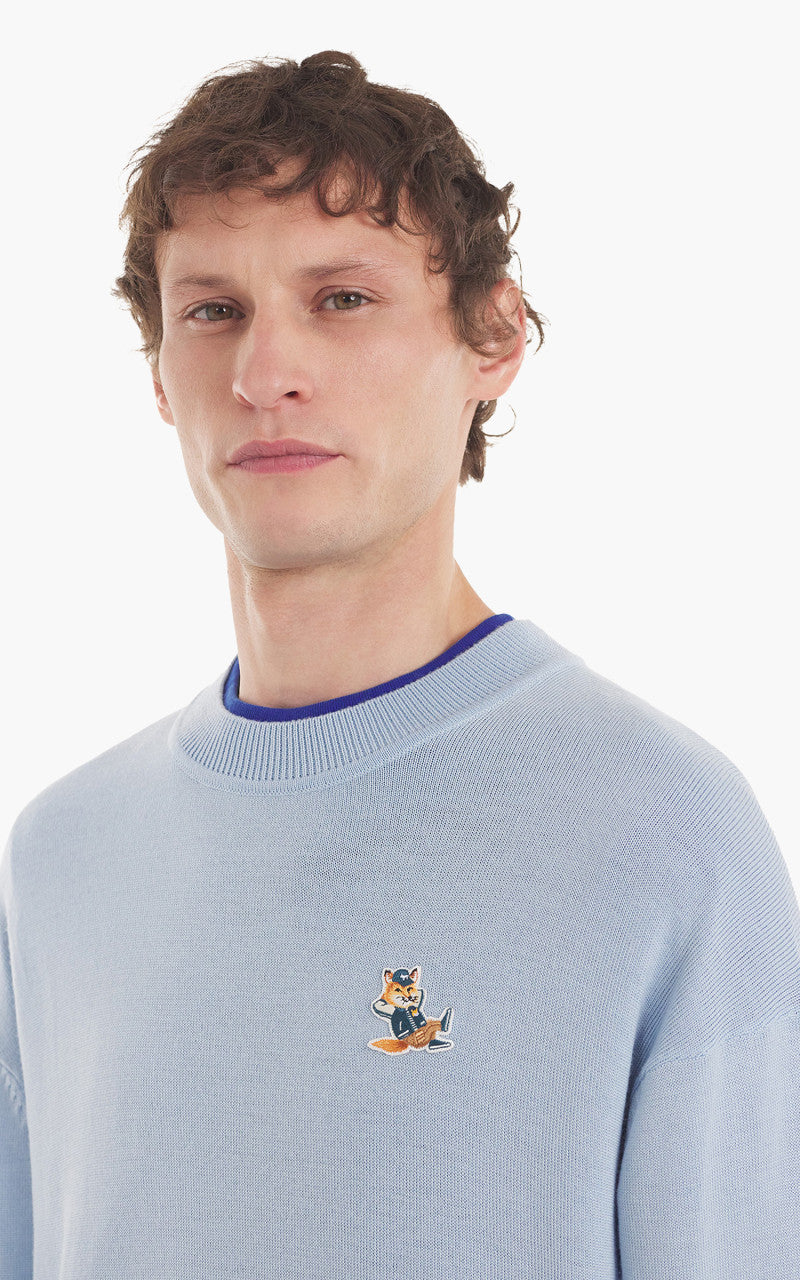 Maison Kitsuné Dressed Fox Patch Relaxed Jumper Pale Blue