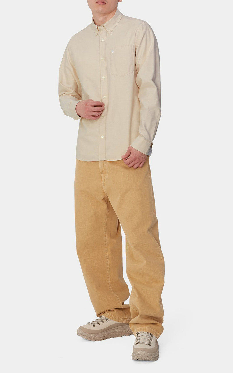 Carhartt WIP L/S C-Logo Shirt Cornsilk/White