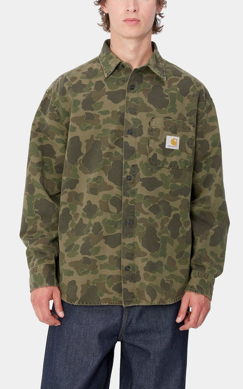Carhartt WIP L/S Duck Shirt Camo Duck Green/Office Green
