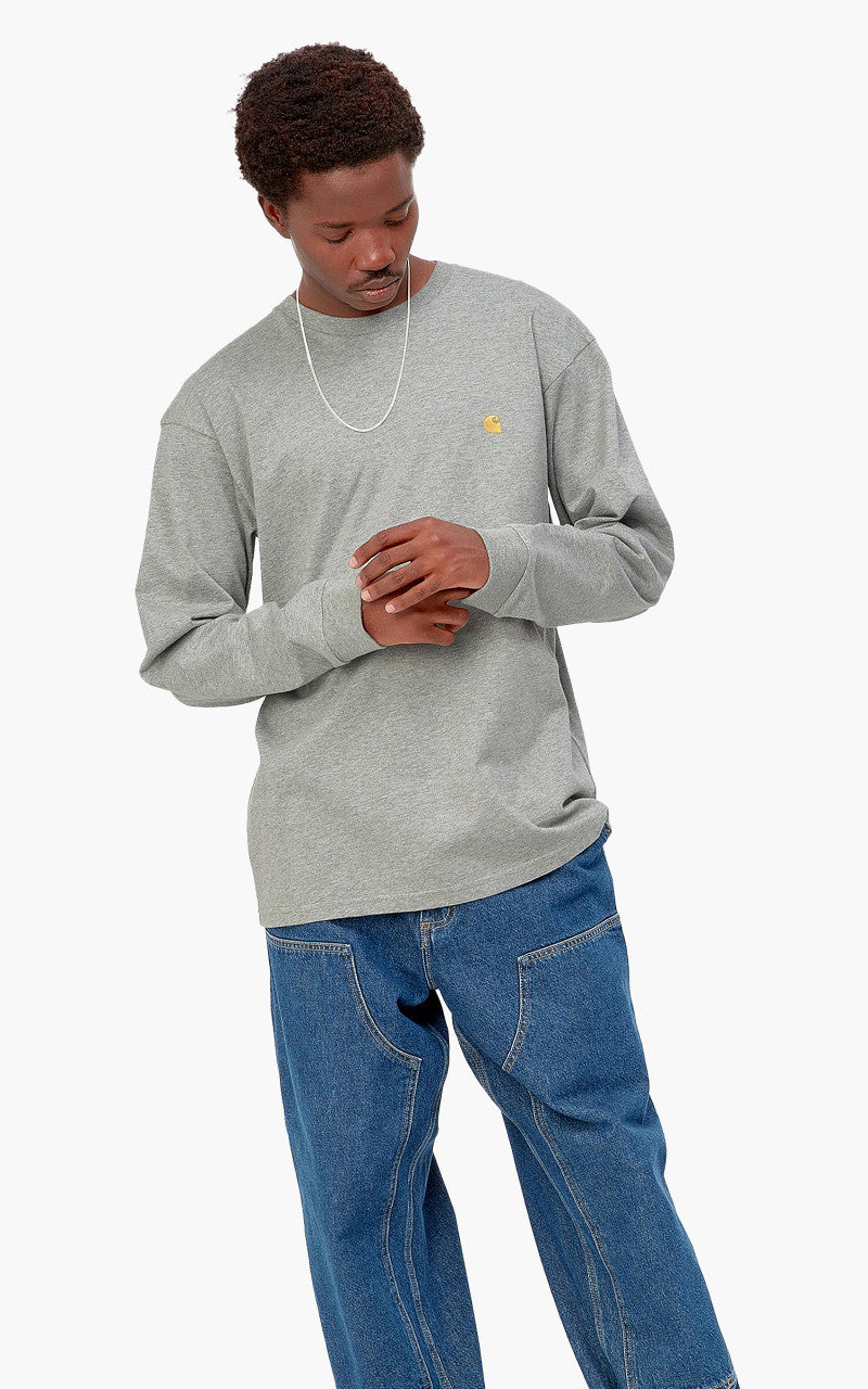 Carhartt WIP L/S Chase T-Shirt Grey Heather/Gold