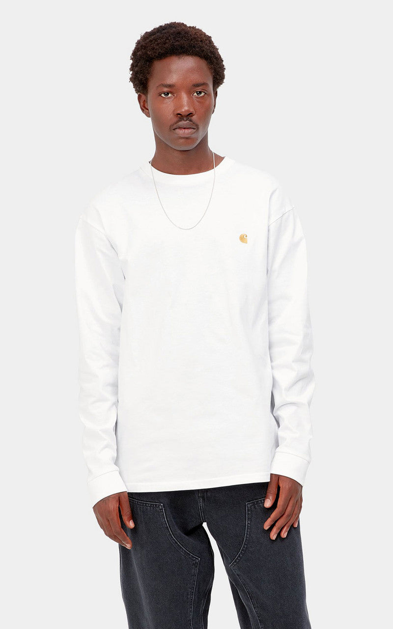 Carhartt WIP L/S Chase T-Shirt White/Gold