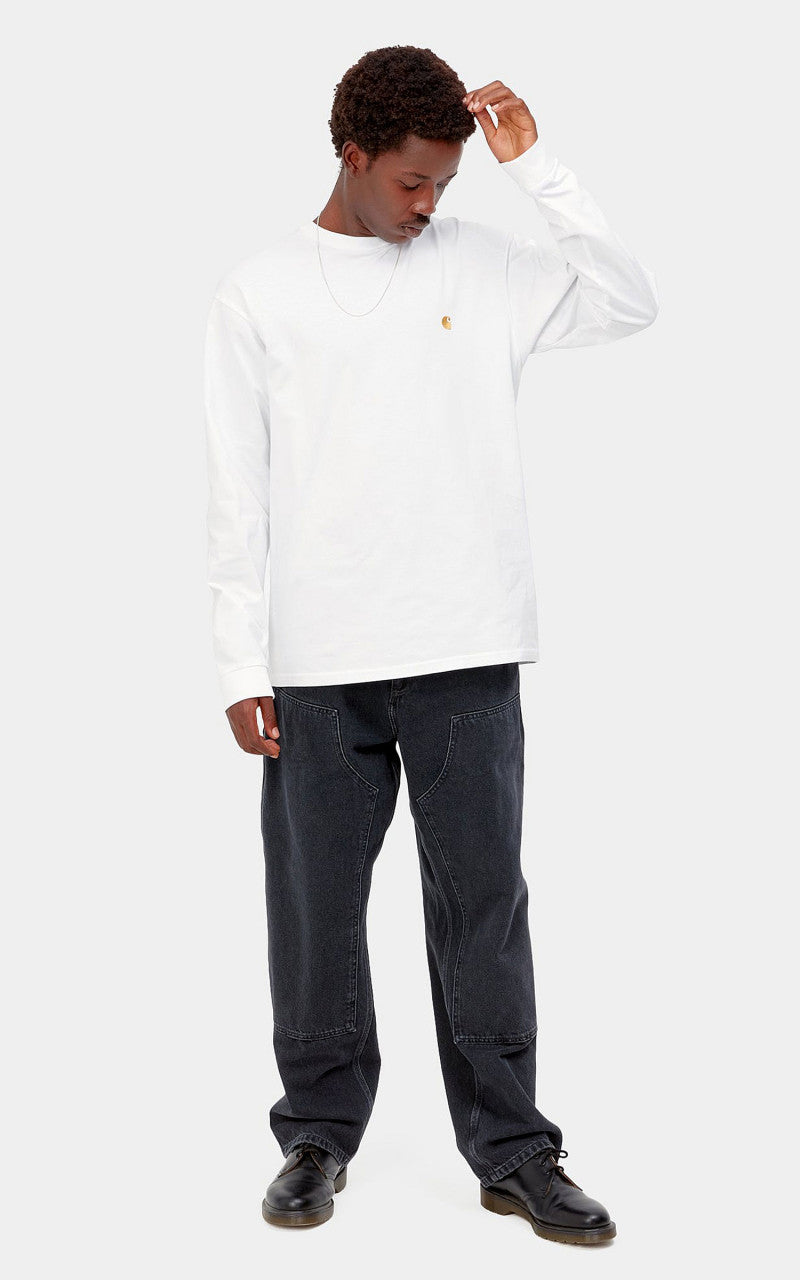 Carhartt WIP L/S Chase T-Shirt White/Gold