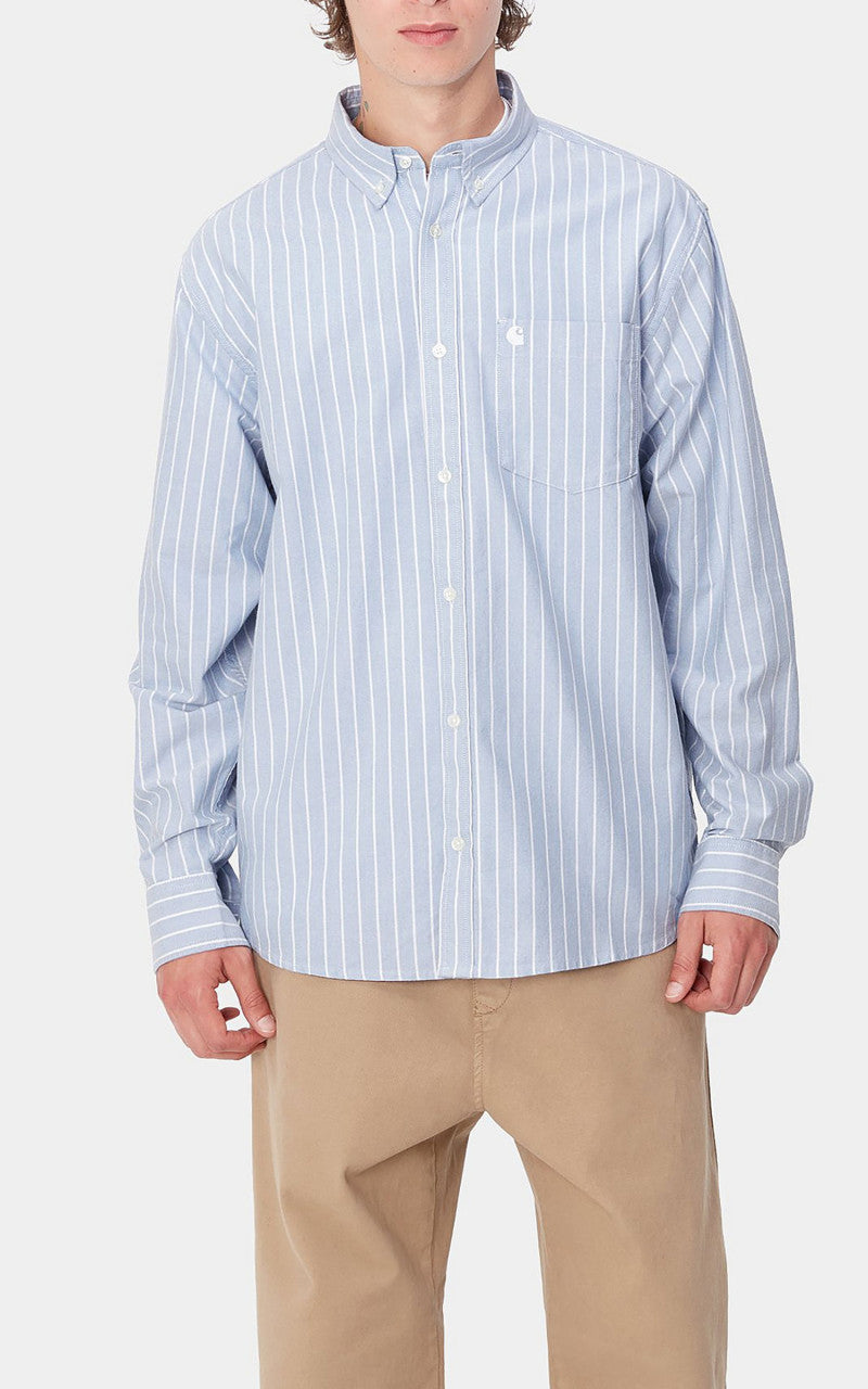 Carhartt WIP L/S Dowlen Shirt Dowlen Stripe Bleach/White