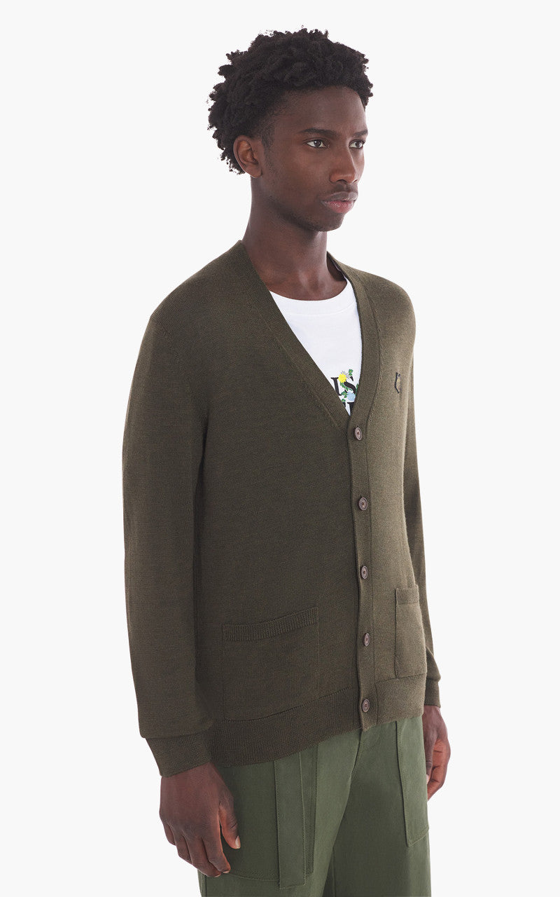 Maison Kitsuné Bold Fox Head Patch Regular Cardigan Khaki
