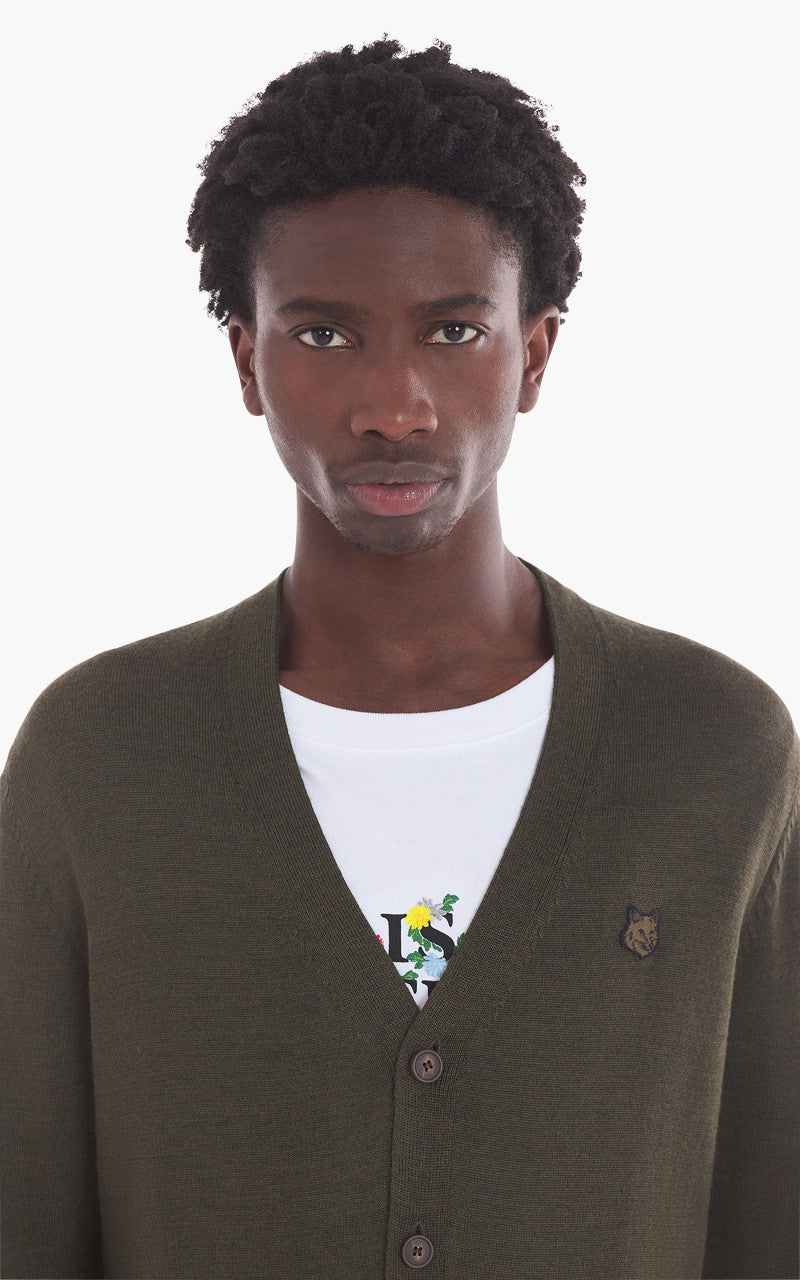 Maison Kitsuné Bold Fox Head Patch Regular Cardigan Khaki