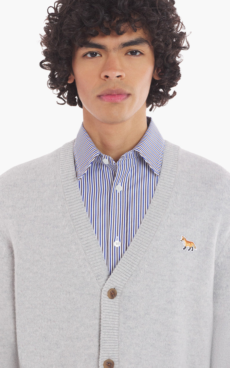 Maison Kitsuné Baby Fox Patch Regular Cardigan Light Grey Melange