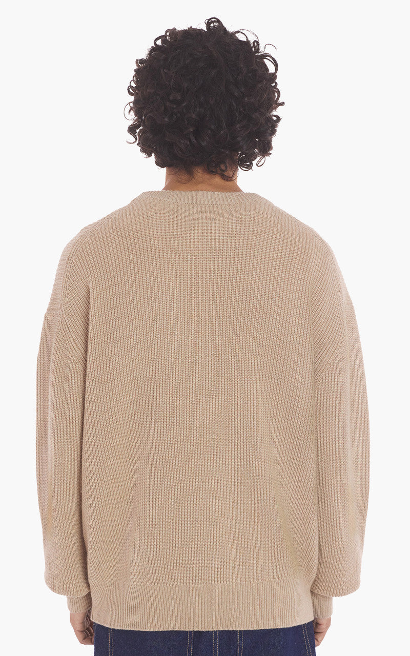 Maison Kitsuné Bold Fox Head Patch Comfort Ribbed Jumper Beige Melange