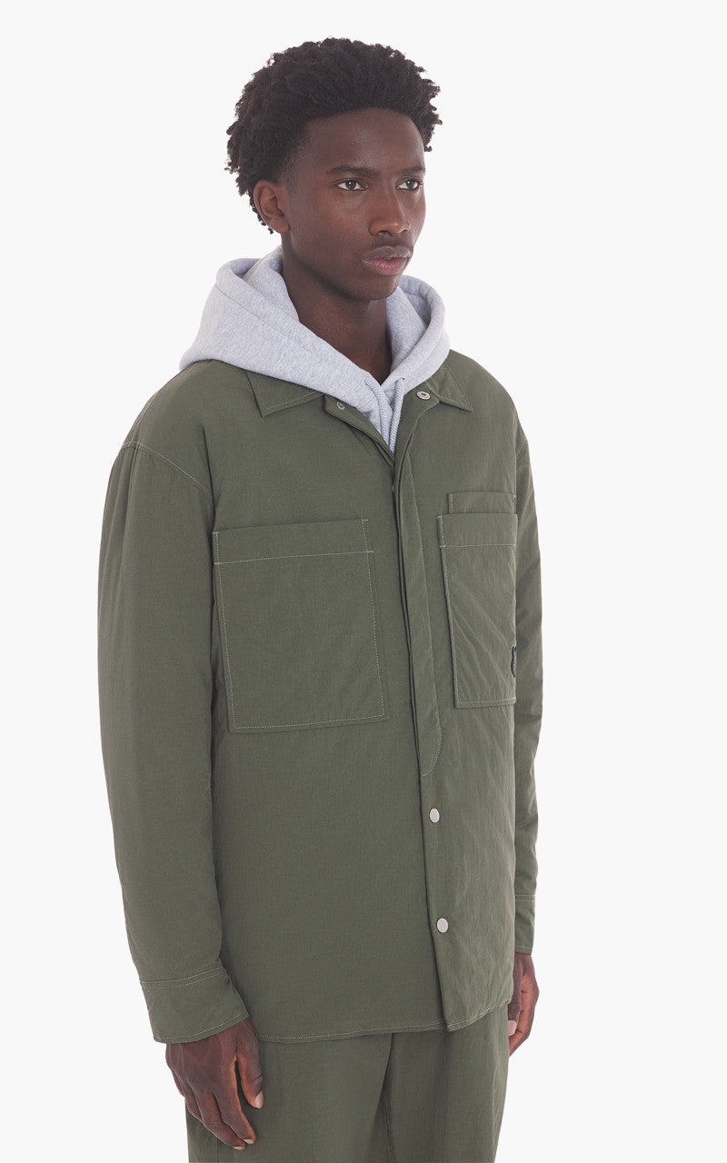 Maison Kitsuné Bold Fox Head Patch Padded Overshirt Crispy Nylon Military Green