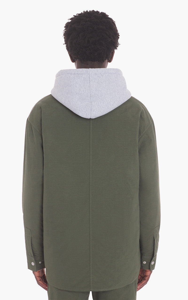 Maison Kitsuné Bold Fox Head Patch Padded Overshirt Crispy Nylon Military Green