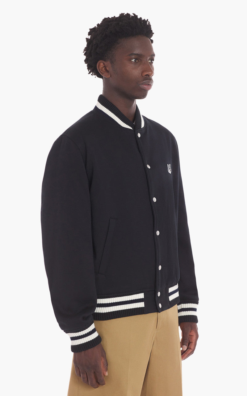 Maison Kitsuné Grey Fox Head Patch Teddy Blouson Cotton Satin