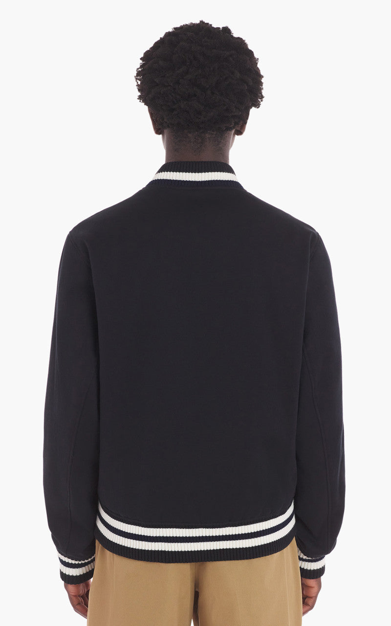 Maison Kitsuné Grey Fox Head Patch Teddy Blouson Cotton Satin