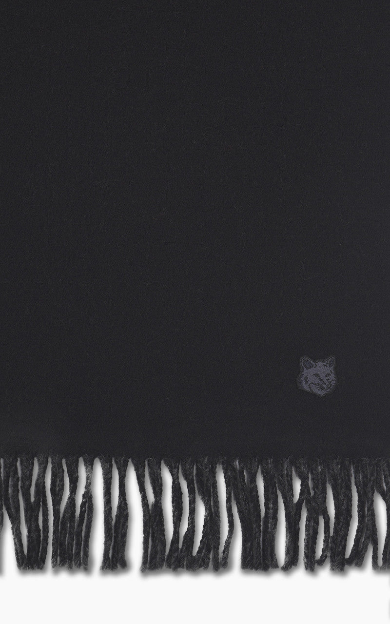 Maison Kitsuné Bold Fox Head Patch Scarf Black/Charcoal