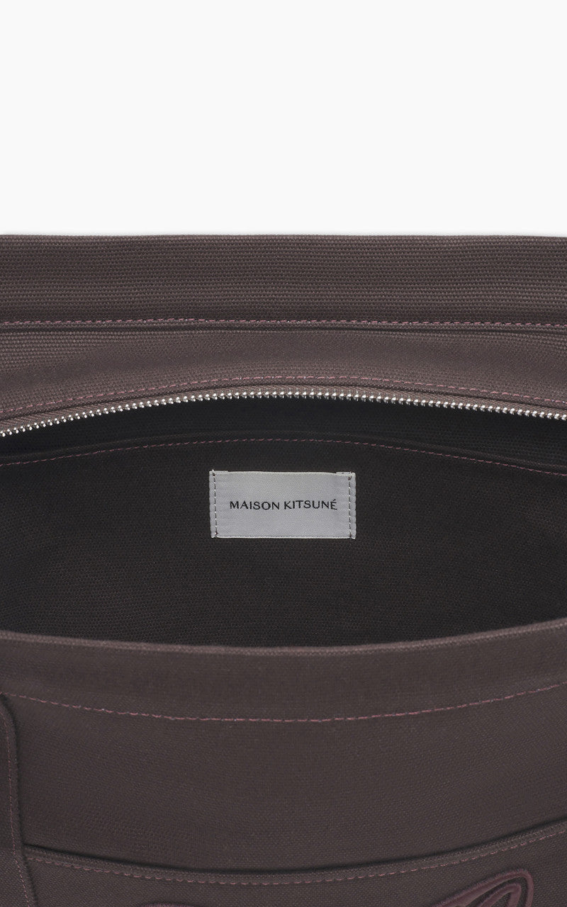 Maison Kitsuné Bold Fox Head Large Tote Bag Pecan Brown