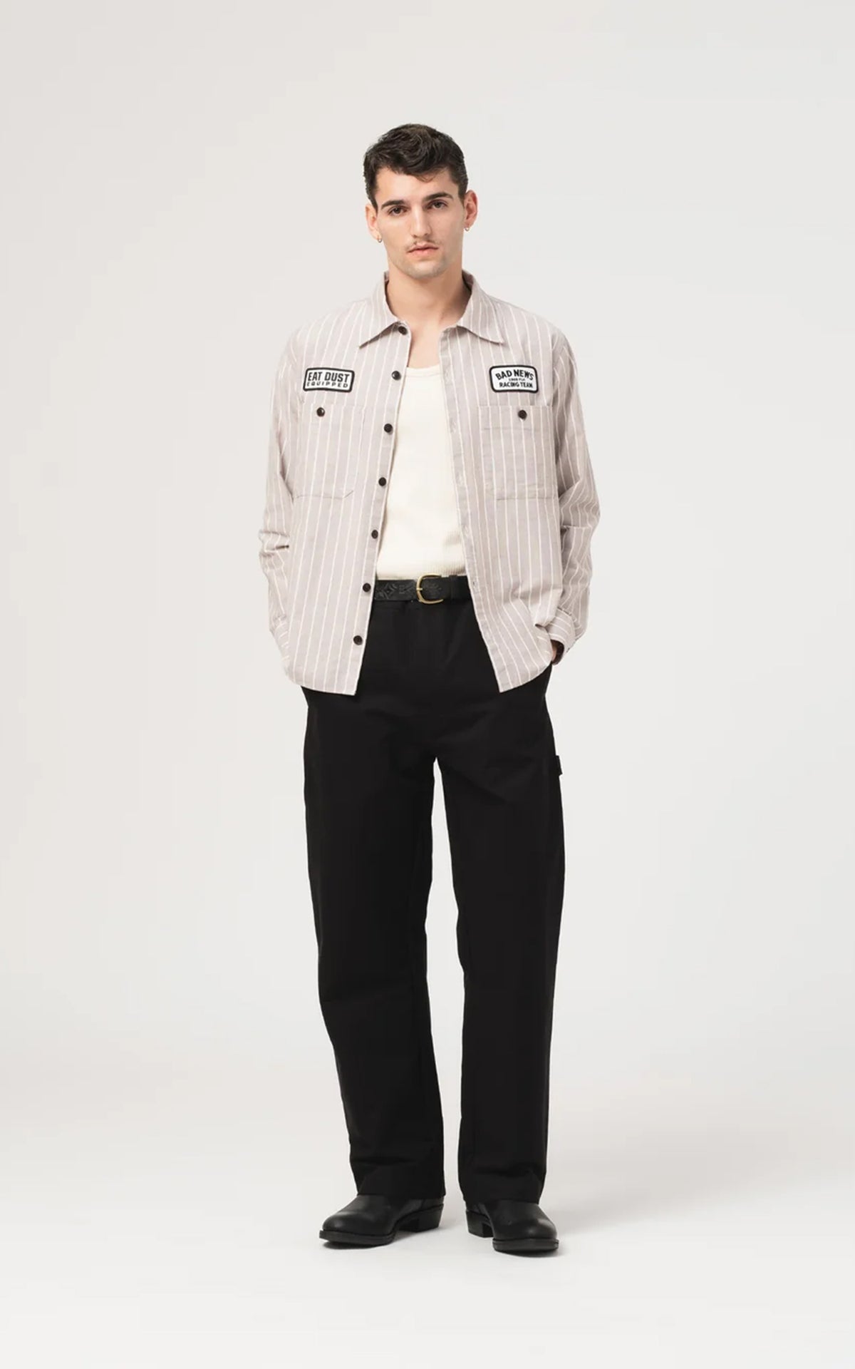 Eat Dust Pit Crew Shirt Scandic Oxford Brown/Off White