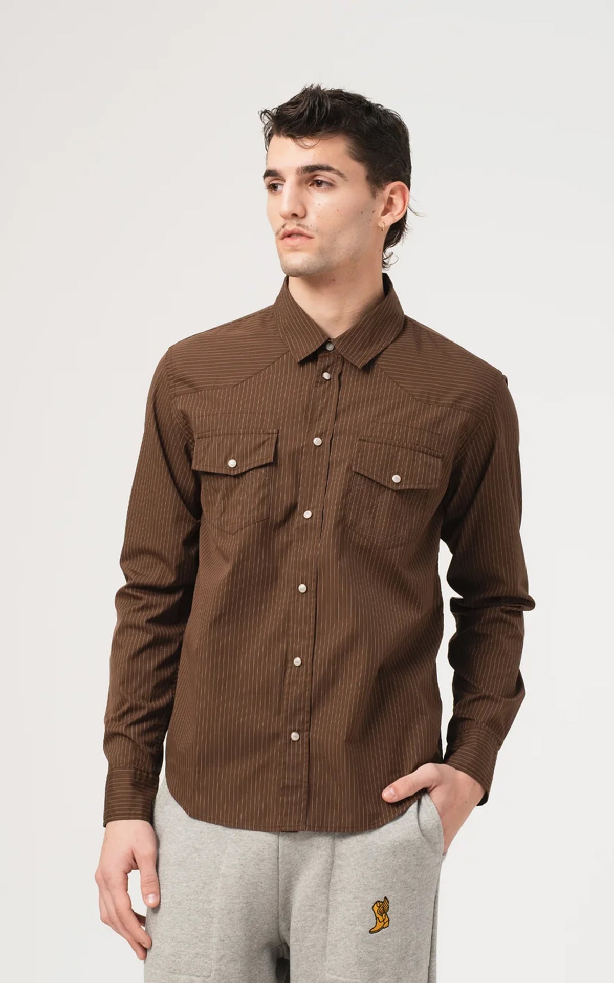 Eat Dust Western Shirt Mayfair Cotton Brown/Off White