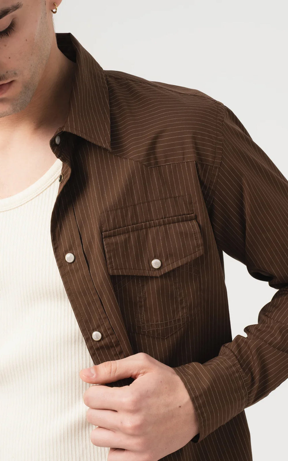 Eat Dust Western Shirt Mayfair Cotton Brown/Off White