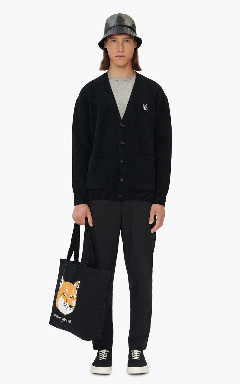 Maison Kitsuné Grey Fox Head Patch Relaxed Cardigan Black