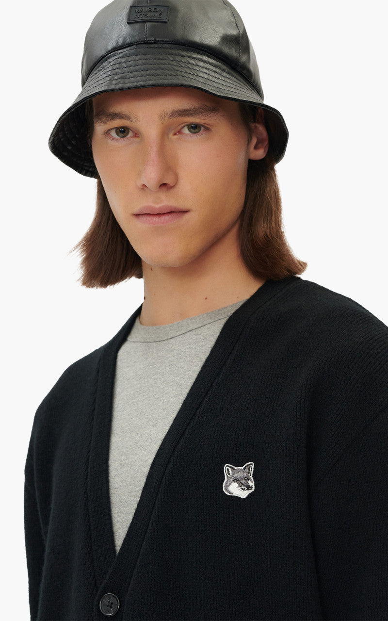 Maison Kitsuné Grey Fox Head Patch Relaxed Cardigan Black