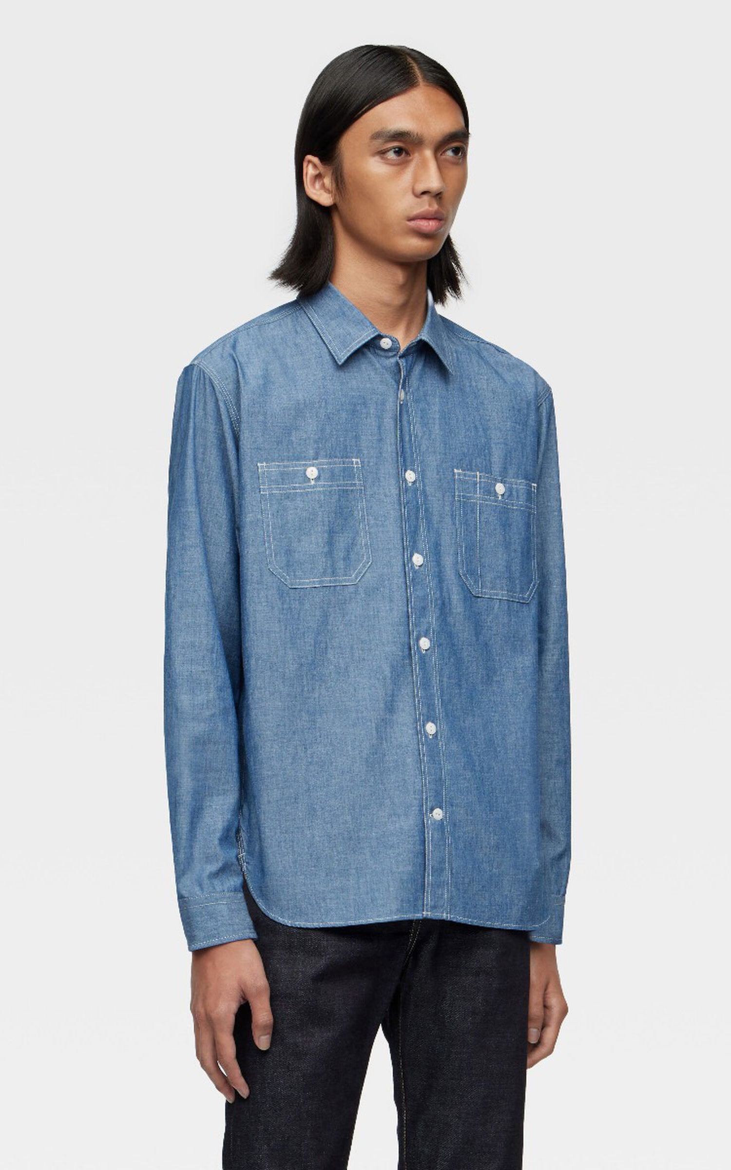 MOMOTARO JEANS MMLS1001 Triple Stitch L/S Chambray Shirt Indigo