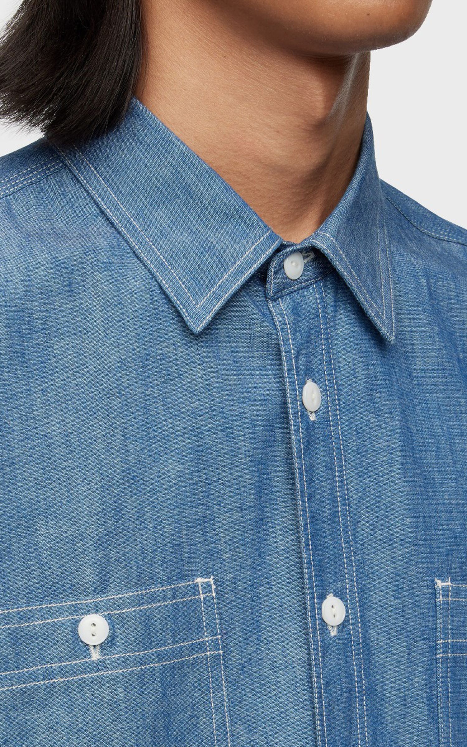 MOMOTARO JEANS MMLS1001 Triple Stitch L/S Chambray Shirt Indigo