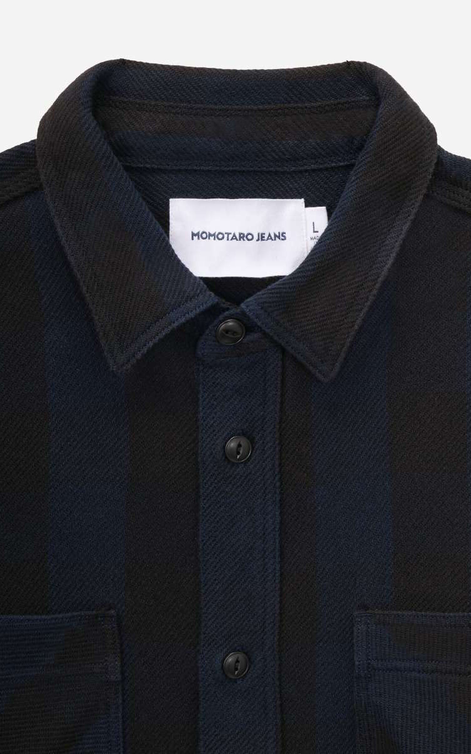 Momotaro Jeans MMLS6002 Block Check Flannel L/S Shirt Navy