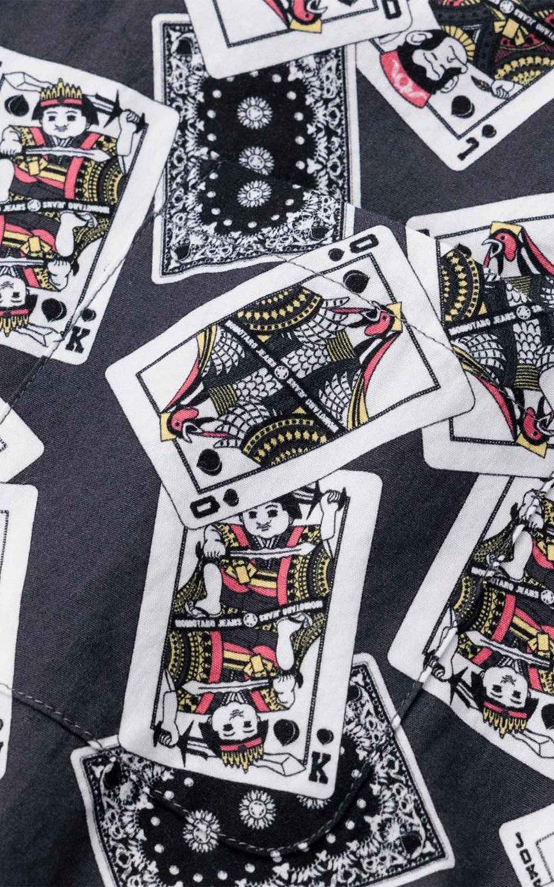 Momotaro Jeans MSS1010M31 Original Cards Design Hawaiian Shirt Black