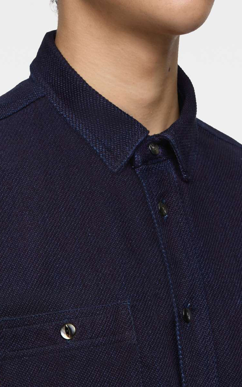 MOMOTARO JEANS MXLS1036 Triple Stitch L/S Dobby Shirt Indigo