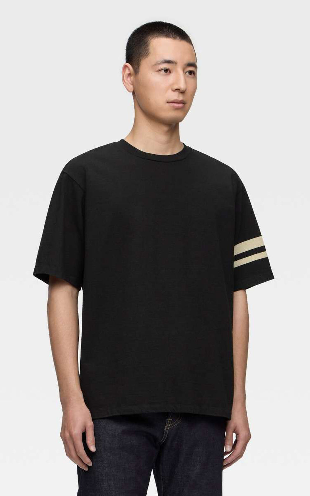MOMOTARO JEANS MXTS6004 Discharge Print Heavy Ounce S/S T-Shirt Black 8.5oz
