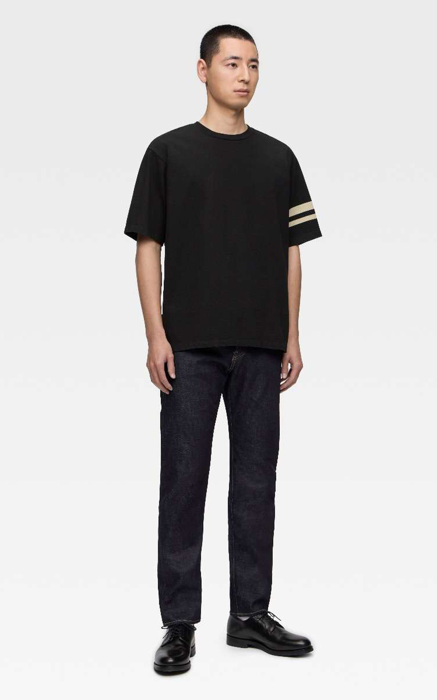 MOMOTARO JEANS MXTS6004 Discharge Print Heavy Ounce S/S T-Shirt Black 8.5oz
