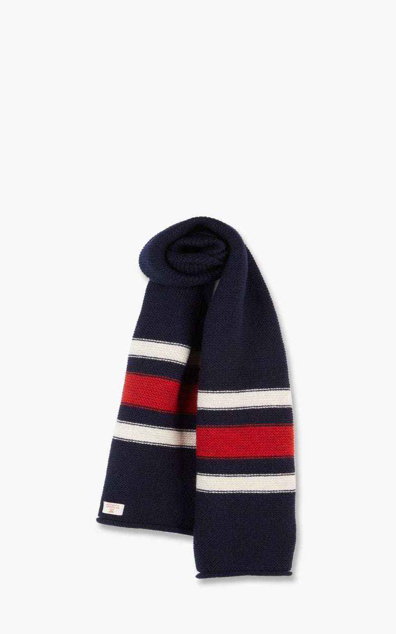 Nigel Cabourn Striped Scarf Schoeller Wool Black Navy