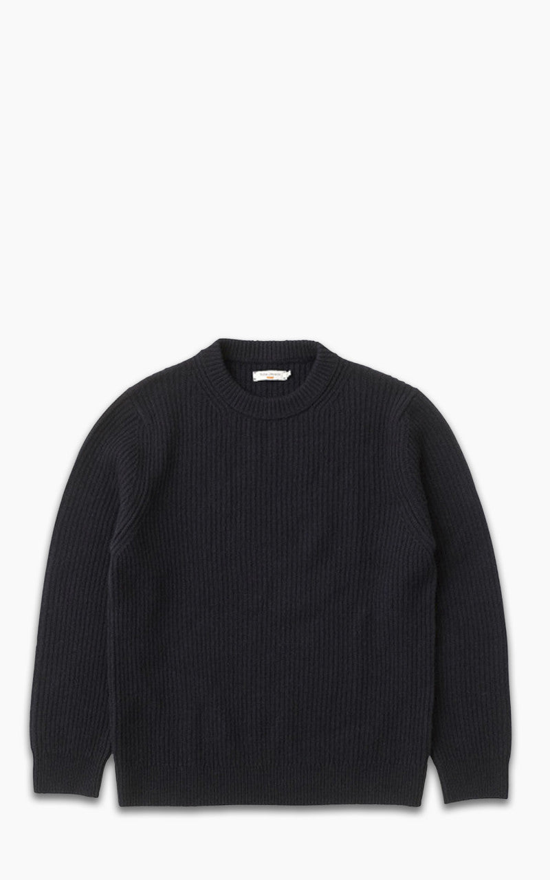 Nudie Jeans August Rib Wool Sweater Navy