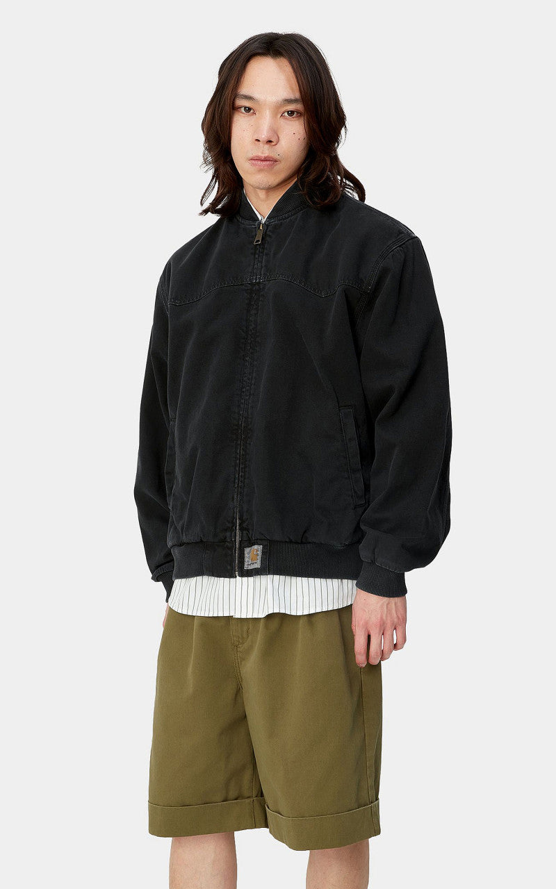Carhartt WIP OG Santa Fe Bomber Clark Twill Black Stone Dyed